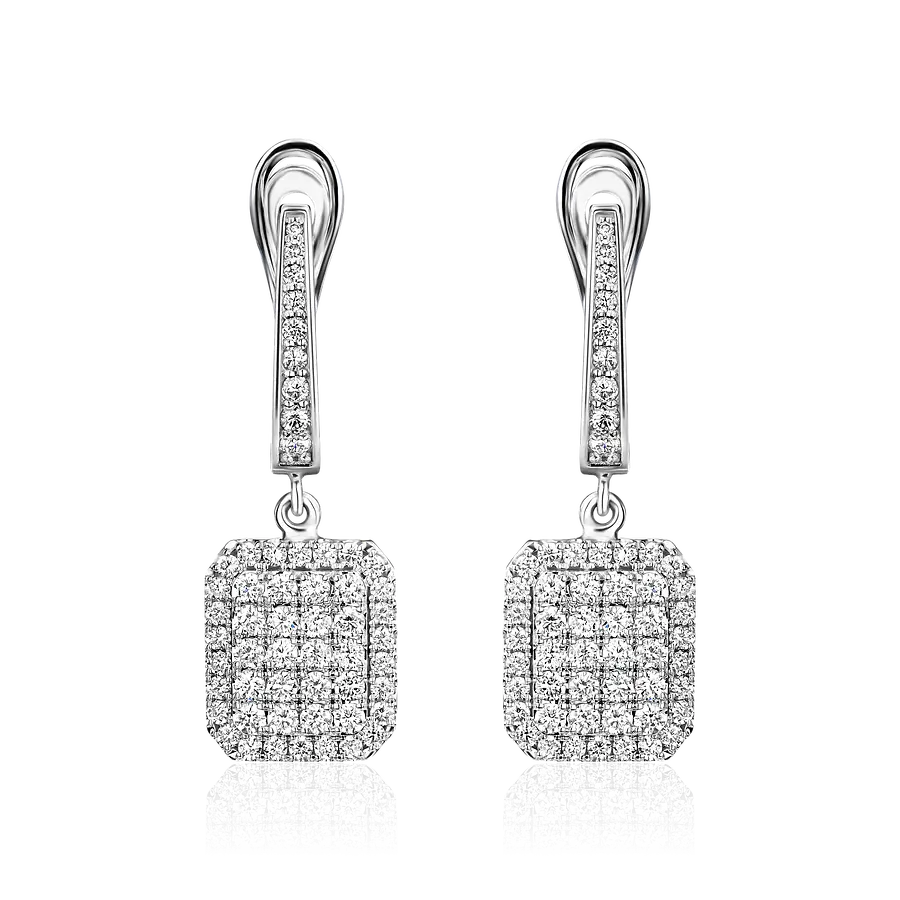 Серьги с бриллиантами из белого золота 585 пробы, фото № 1