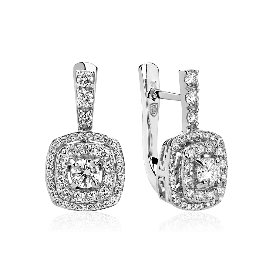 Серьги с бриллиантами из белого золота 750 пробы, фото № 1