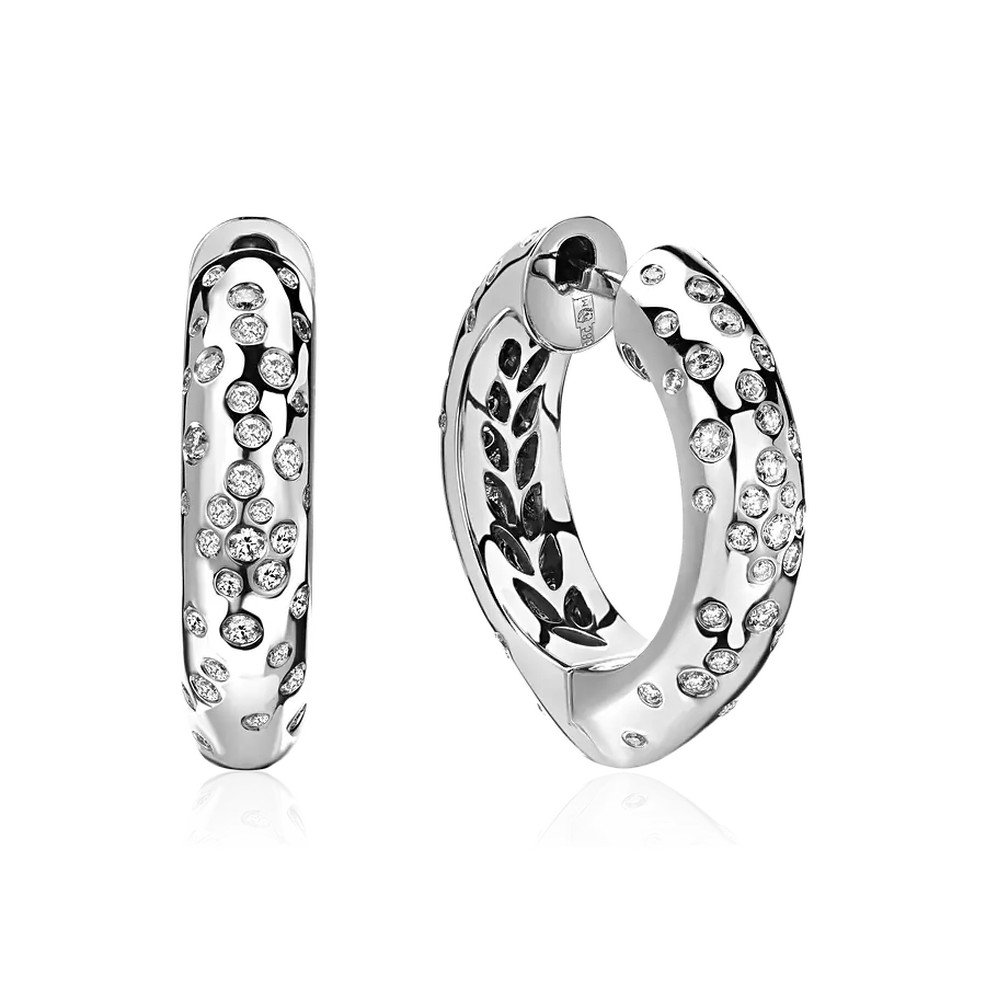 Серьги с бриллиантами из белого золота 585 пробы, фото № 1