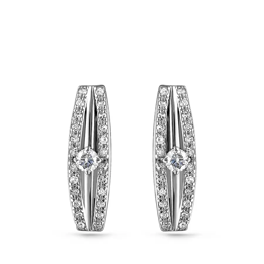 Серьги с бриллиантами из белого золота 585 пробы, фото № 2