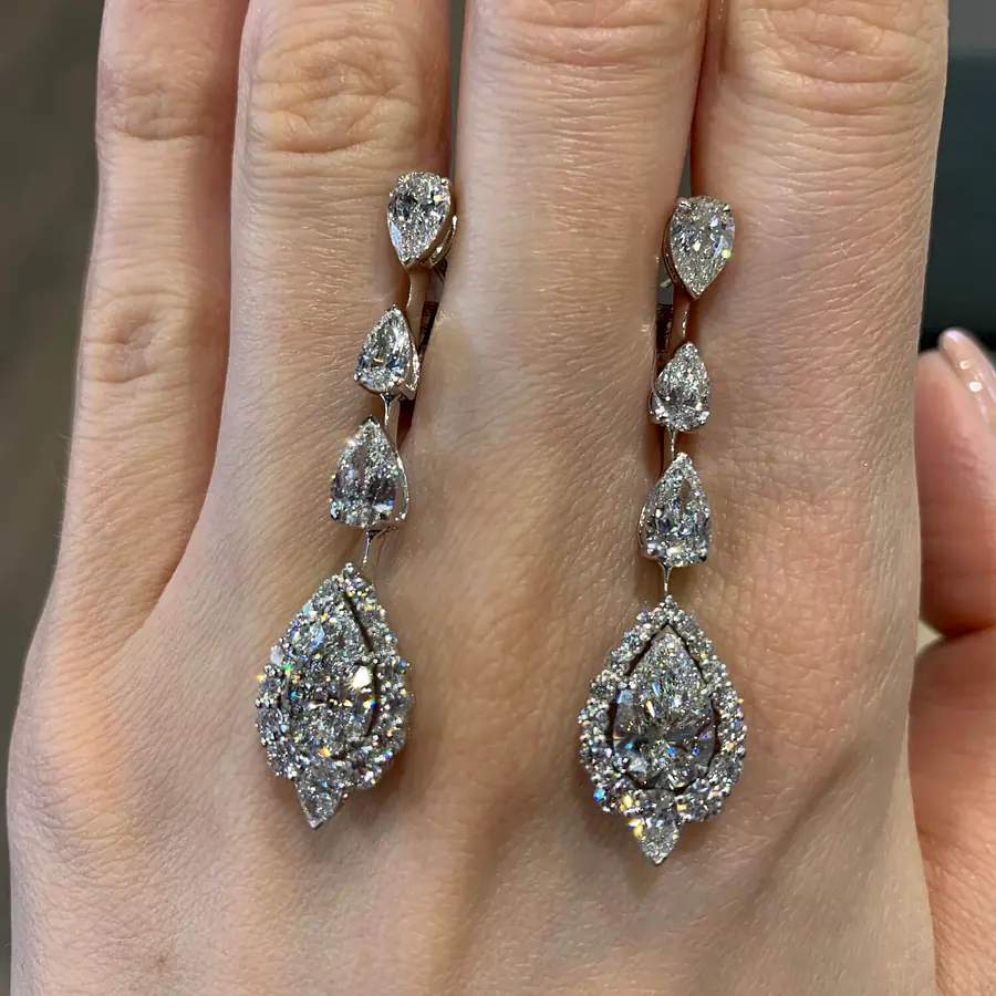 Серьги с бриллиантами из белого золота 750 пробы, фото № 2