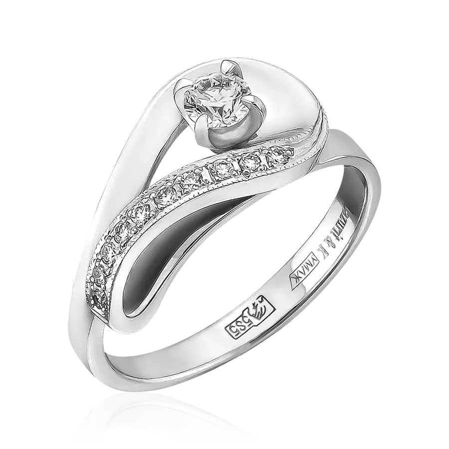 Кольцо с бриллиантами из белого золота 585, фото № 1