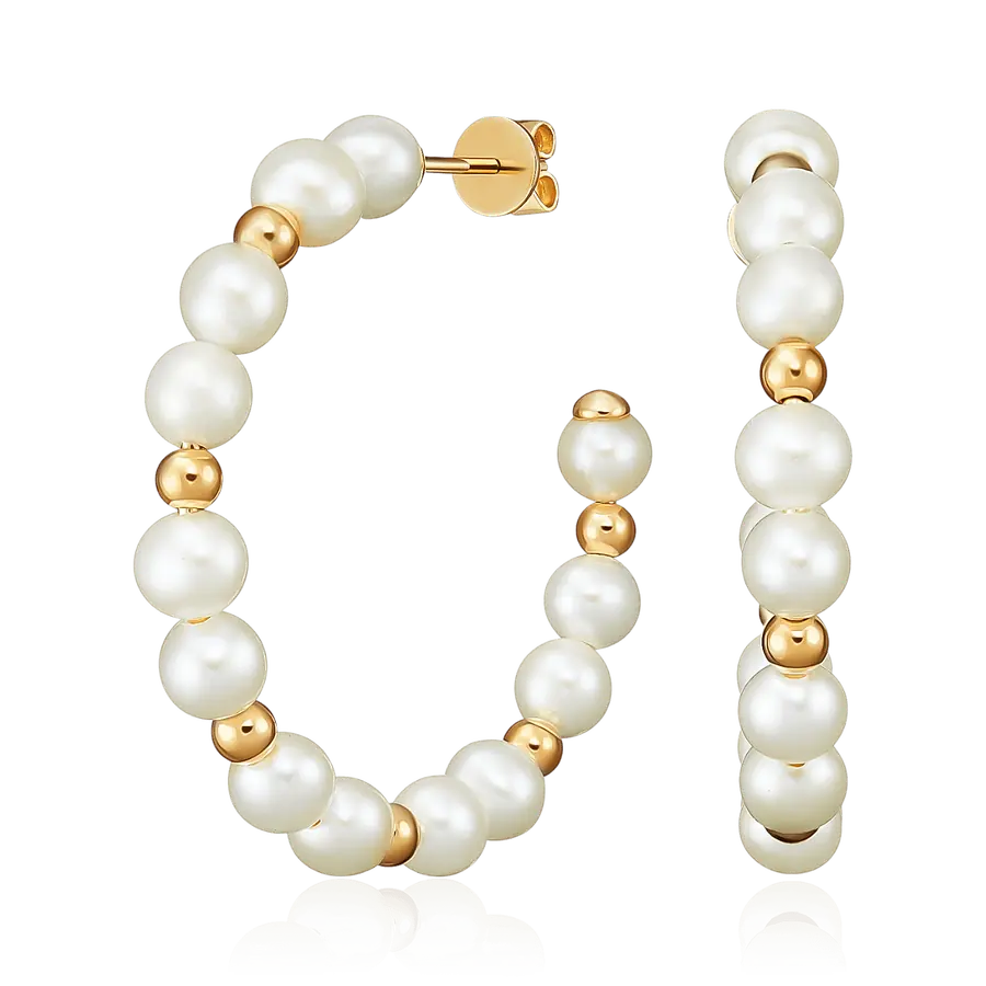 Серьги с жемчугом из желтого золота 585 пробы, фото № 1