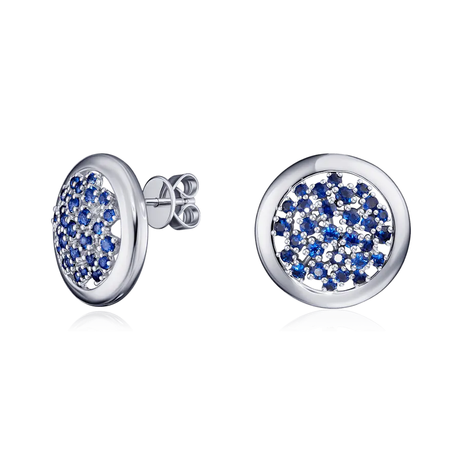 Серьги с сапфиром из белого золота 585 пробы, фото № 1