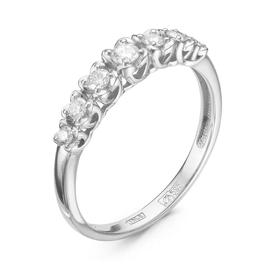 Кольцо с бриллиантами из белого золота 585 пробы, фото № 3