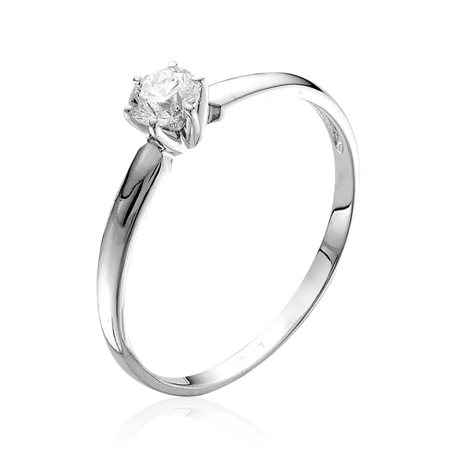 Кольцо с 1 бриллиантом из белого золота 585, фото № 1