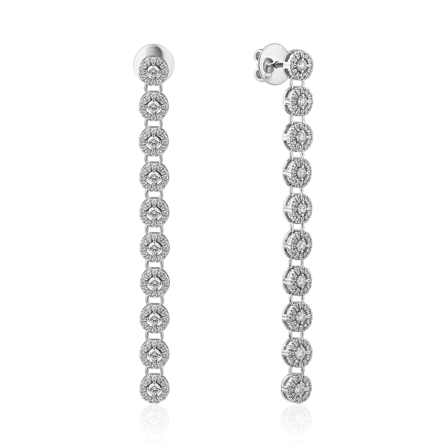 Серьги с бриллиантами из белого золота 585 пробы, фото № 1