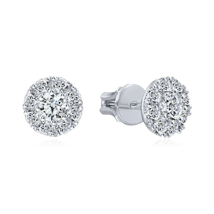 Серьги с бриллиантами из белого золота 585 пробы, фото № 1