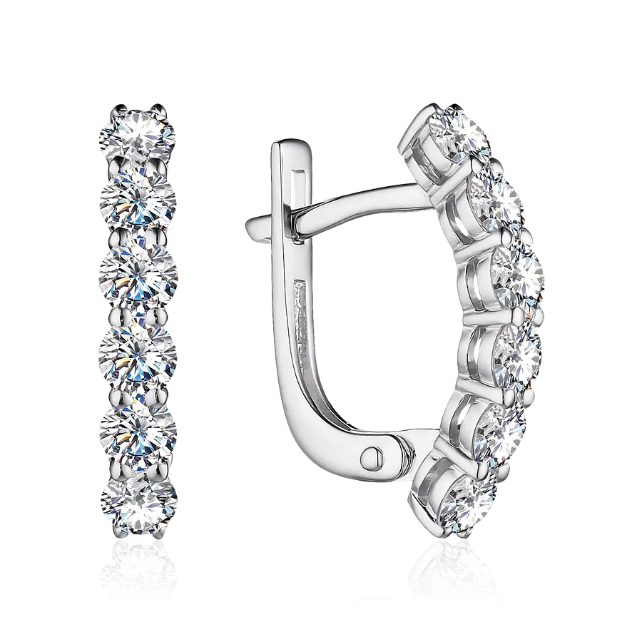Серьги с бриллиантами из белого золота 585 пробы, фото № 1
