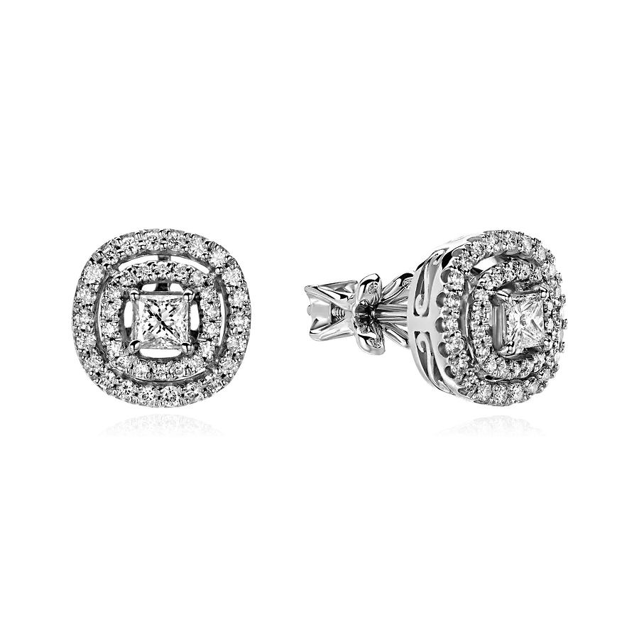 Серьги с бриллиантами из белого золота 750 пробы, фото № 1