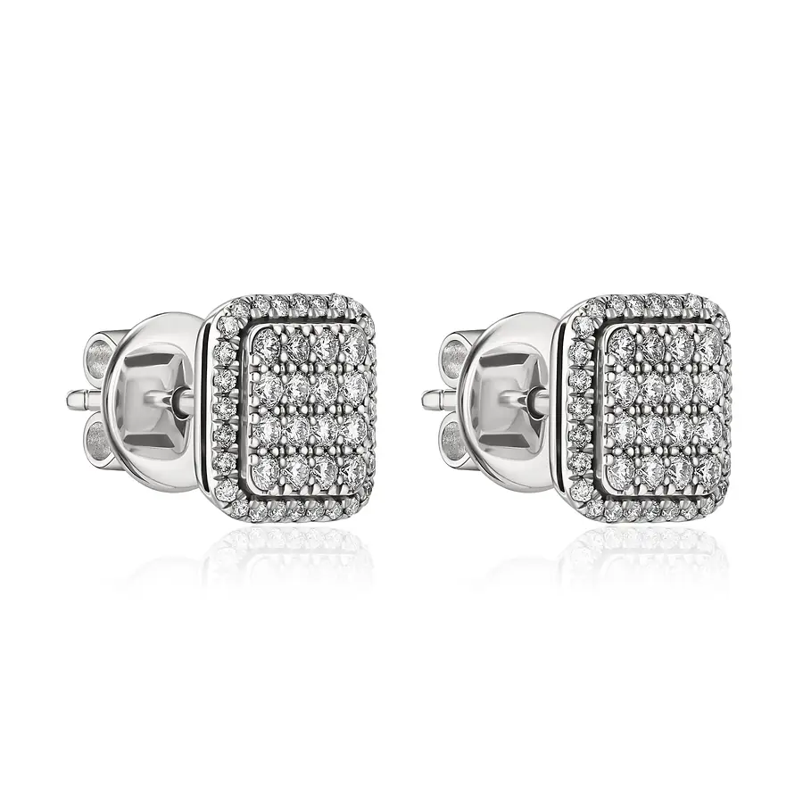 Серьги с бриллиантами из белого золота 585 пробы, фото № 2