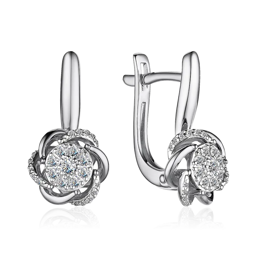 Серьги с бриллиантами из белого золота 585 пробы, фото № 1