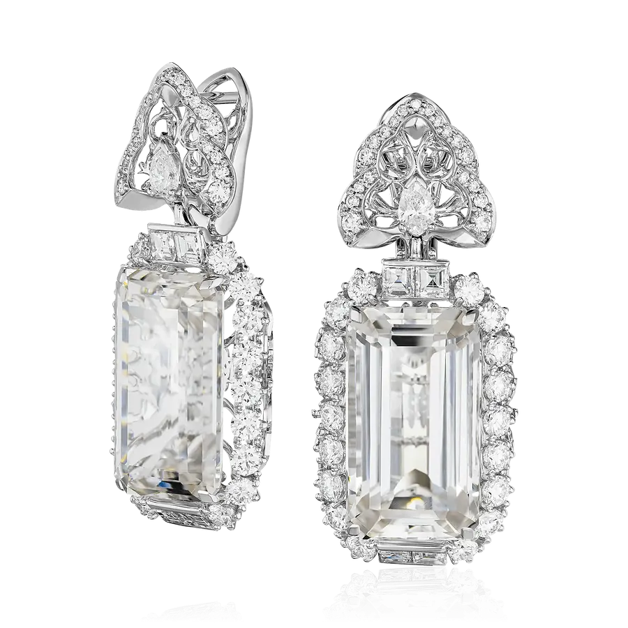 Серьги с данбуритом, бриллиантами из белого золота 750 пробы, фото № 1