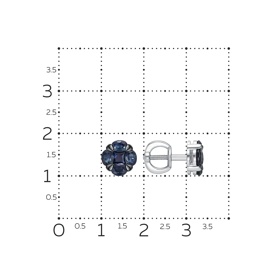 Серьги с сапфиром из белого золота 585 пробы, фото № 2