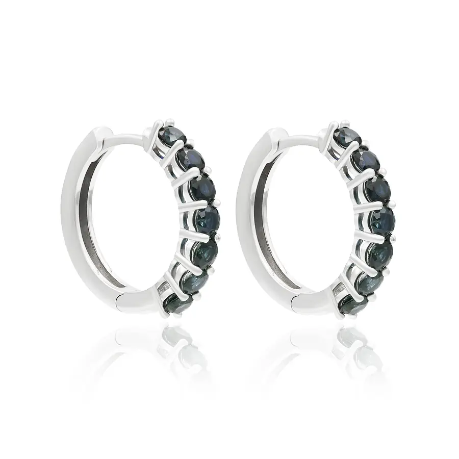 Серьги с сапфиром из белого золота 750 пробы, фото № 2
