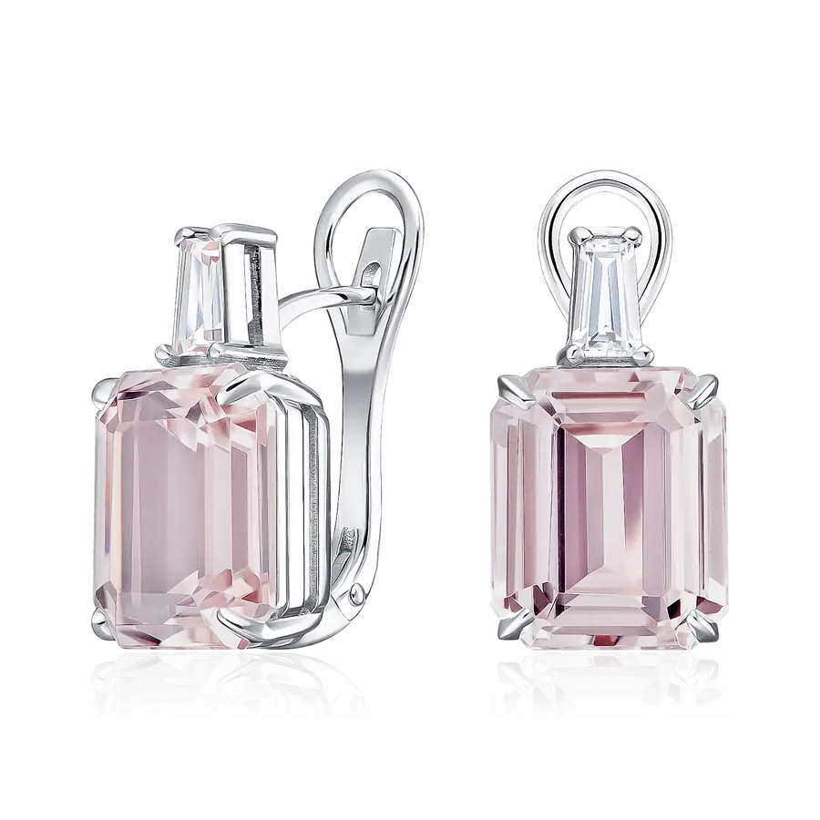 Серьги с сапфиром из белого золота 585 пробы, фото № 1