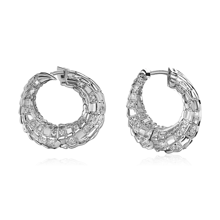 Серьги Крокодилы с бриллиантами из белого золота 585 пробы, фото № 1