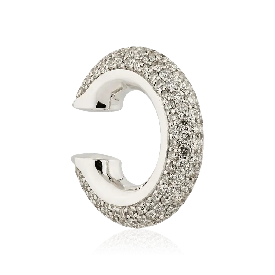 Серьга кафф с бриллиантами из белого золота 750 пробы, фото № 1