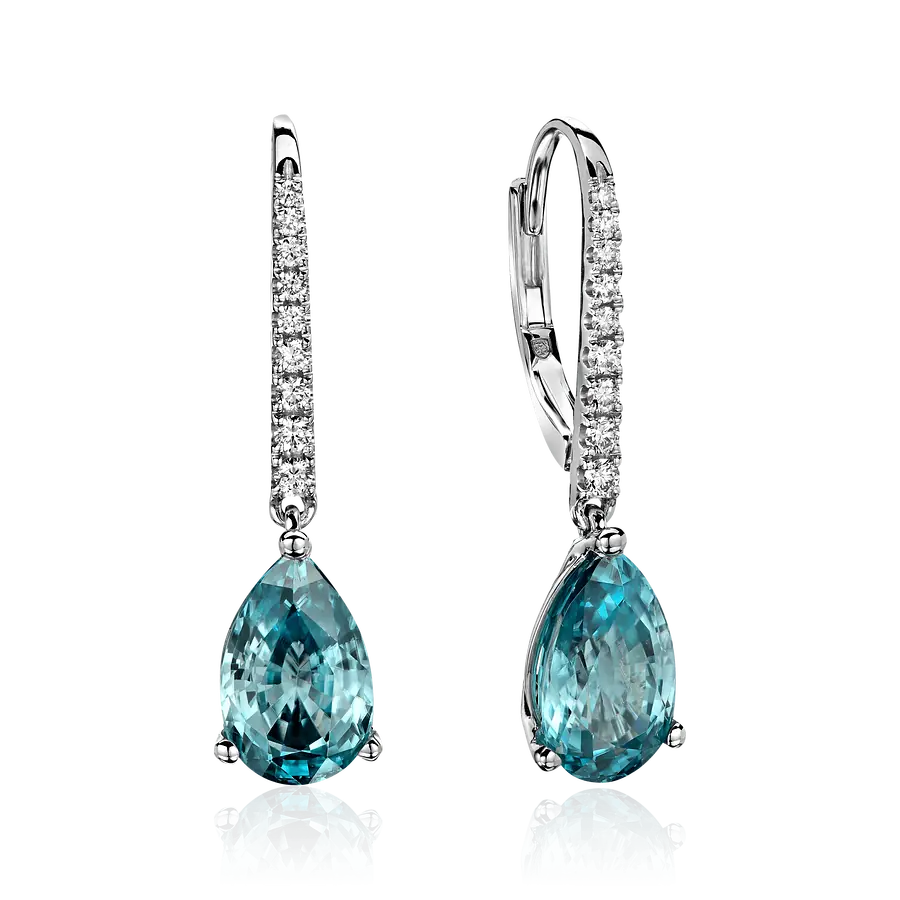 Серьги с бриллиантами, цирконом из белого золота 750 пробы, фото № 1