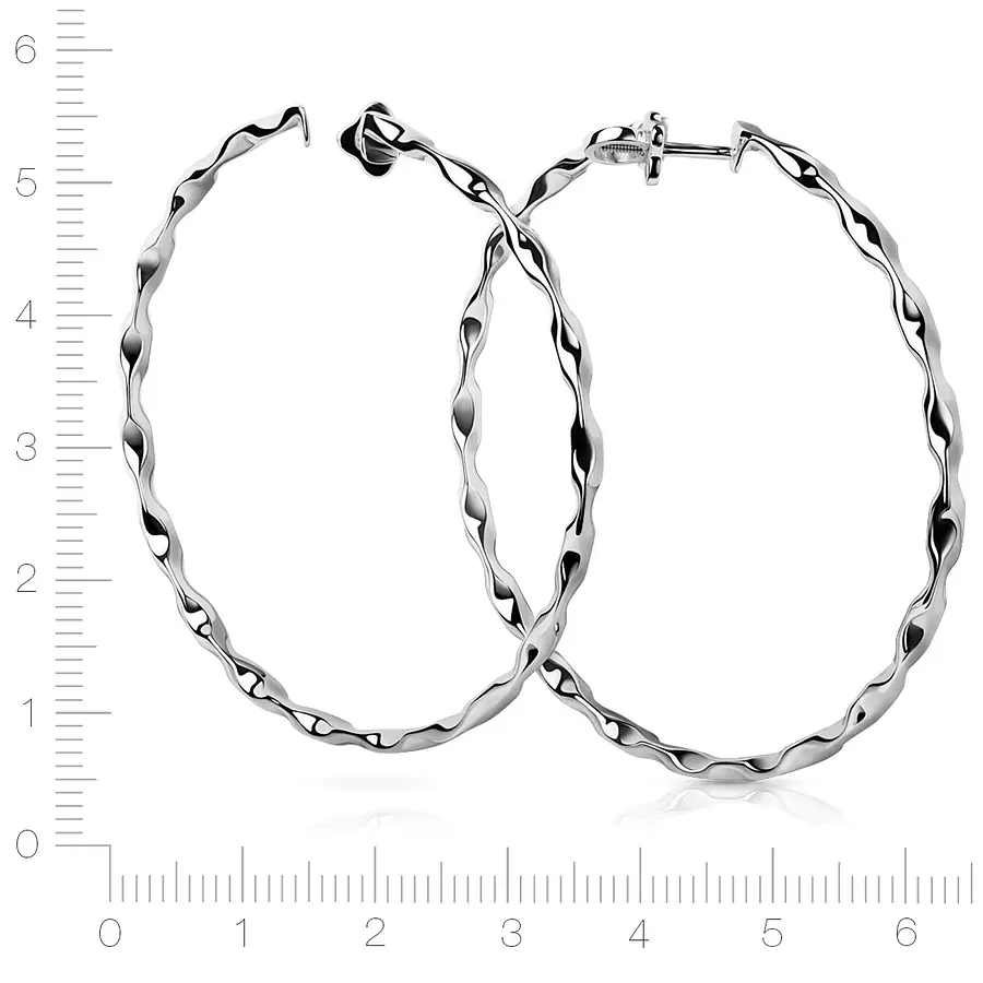 Серьги конго из белого золота 585 пробы, фото № 4