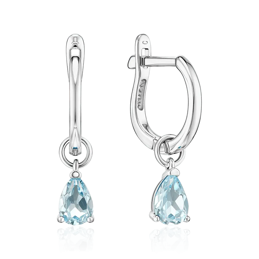 Серьги с топазом из белого золота 585 пробы, фото № 1