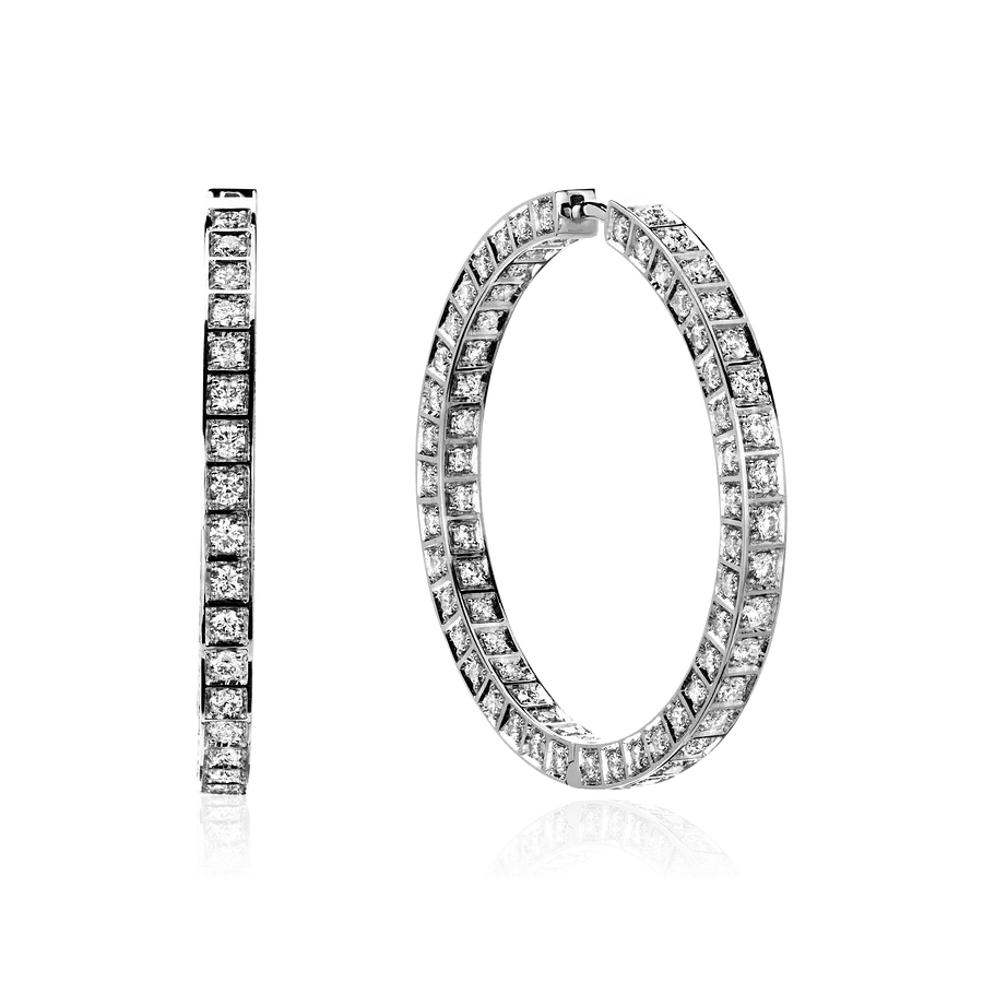 Серьги с бриллиантами из белого золота 585 пробы, фото № 1