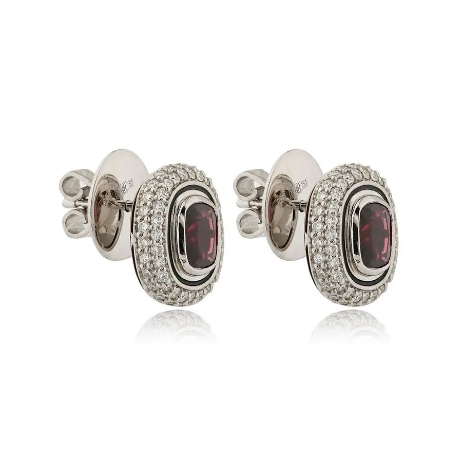 Серьги с бриллиантами, шпинелью из белого золота 750 пробы, фото № 2