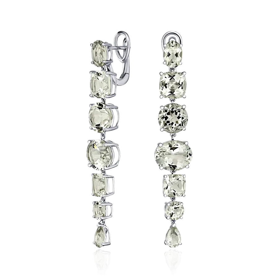 Серьги с аметистом из белого золота 585 пробы, фото № 1