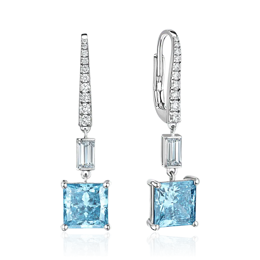 Серьги с лабораторными бриллиантами из белого золота 585 пробы, фото № 1
