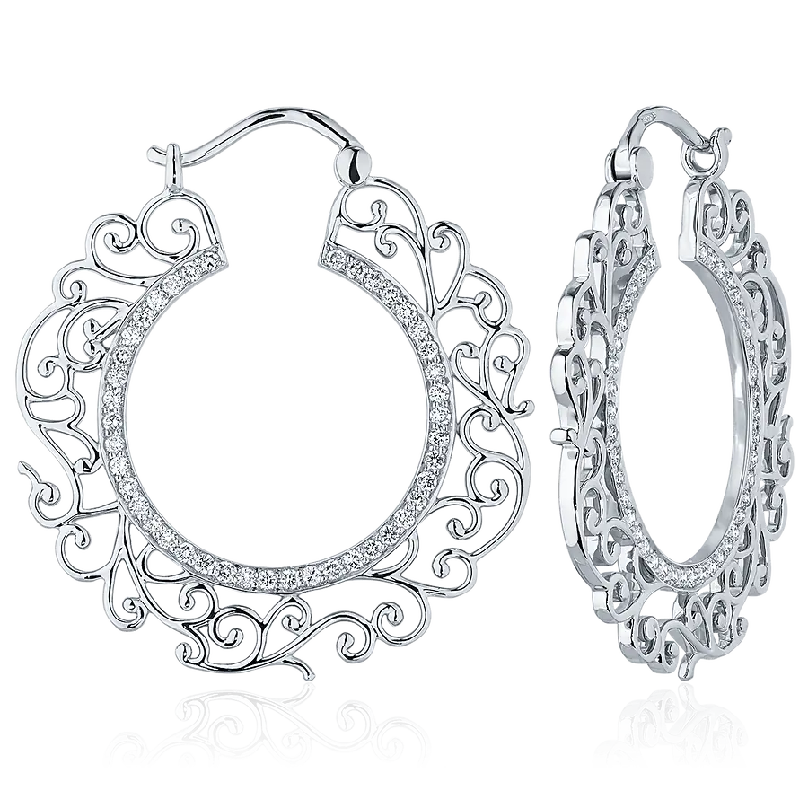 Серьги с бриллиантами из белого золота 585 пробы, фото № 1