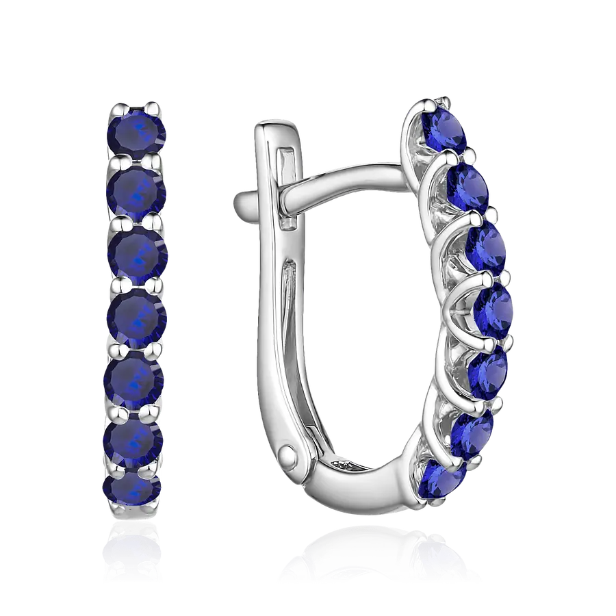 Серьги с сапфиром из белого золота 585 пробы, фото № 1