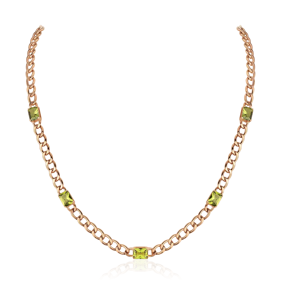 Колье с хризолитом из красного золота 585 пробы, фото № 1