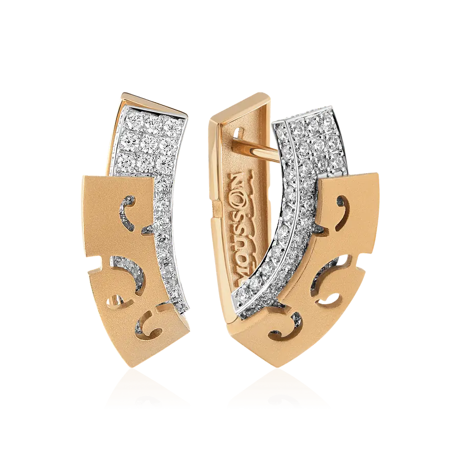 Серьги с бриллиантами из желтого золота 750 пробы, фото № 1