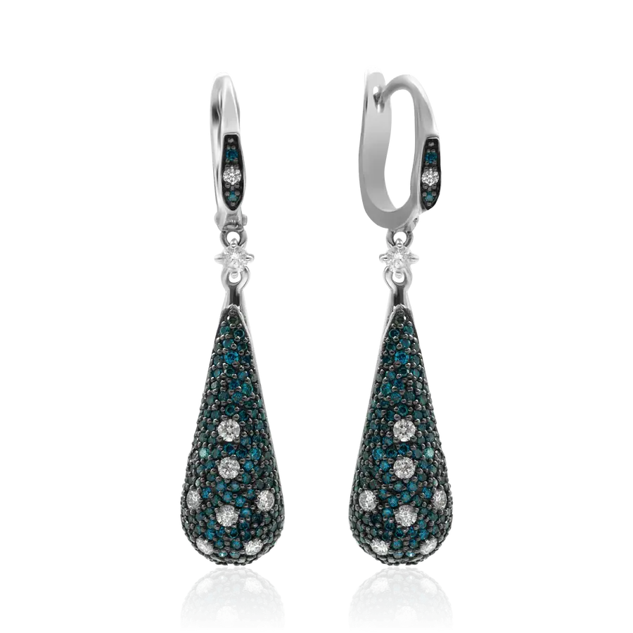 Серьги с бриллиантами из белого золота 585 пробы, фото № 1