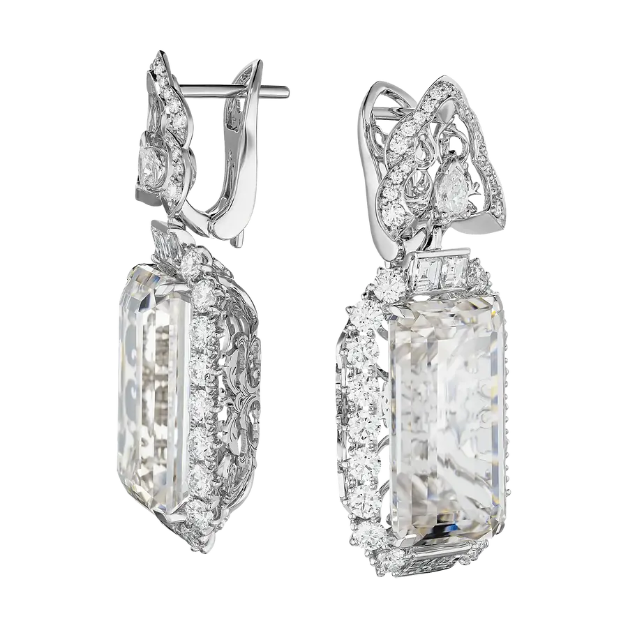 Серьги с данбуритом, бриллиантами из белого золота 750 пробы, фото № 2