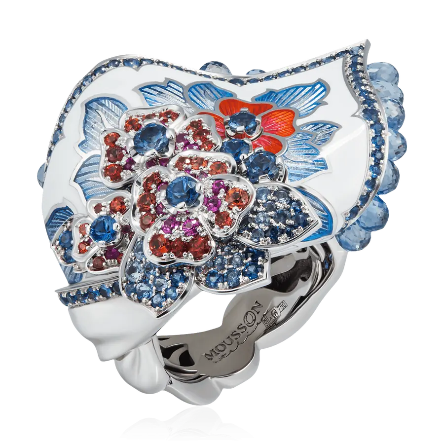Кольцо с сапфиром из белого золота 750 пробы, фото № 1