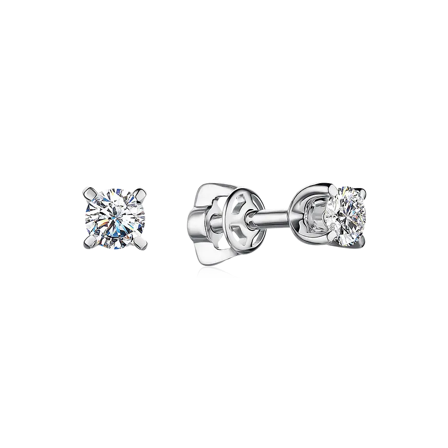 Серьги с бриллиантами из белого золота 585 пробы, фото № 1