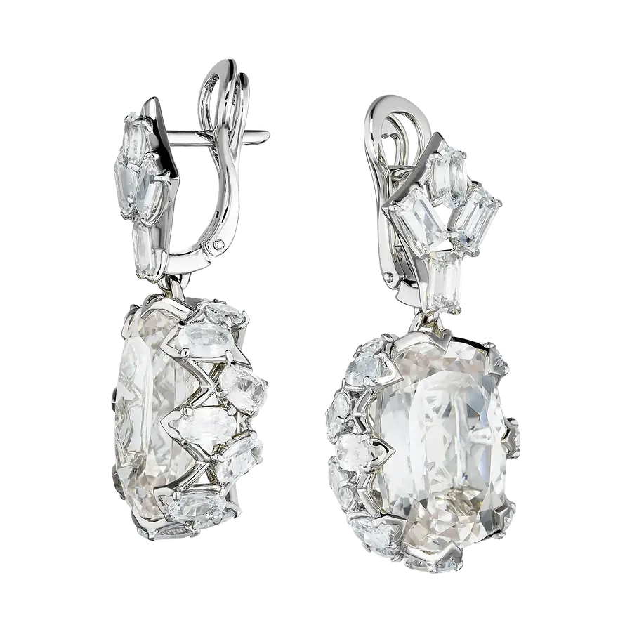 Серьги с данбуритом, сапфиром из белого золота 585 пробы, фото № 2