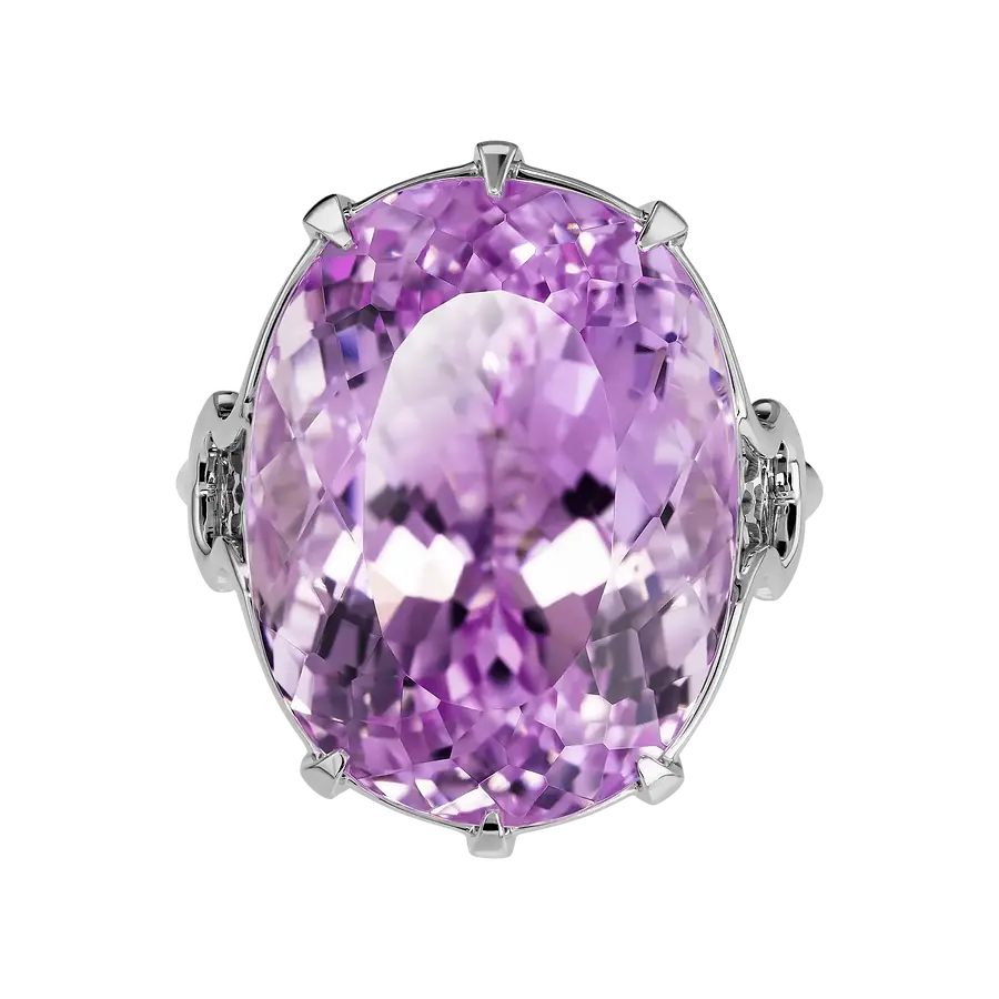 Кольцо с кунцитом из белого золота 585 пробы, фото № 2