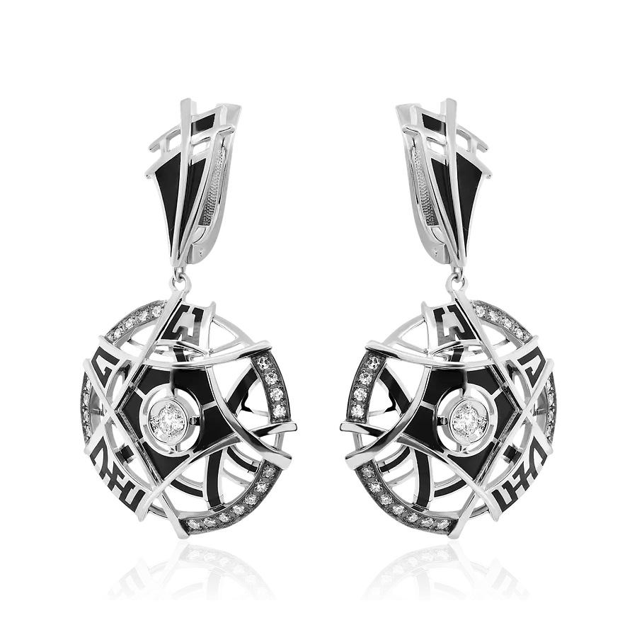 Серьги с бриллиантами из белого золота 585 пробы, фото № 1