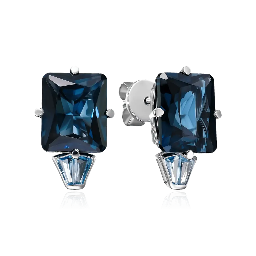 Серьги с топазом из белого золота 585 пробы, фото № 1