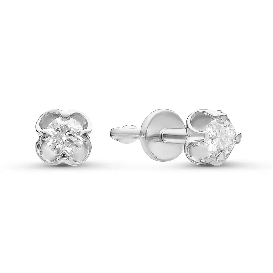 Серьги с бриллиантами из белого золота 585 пробы, фото № 2