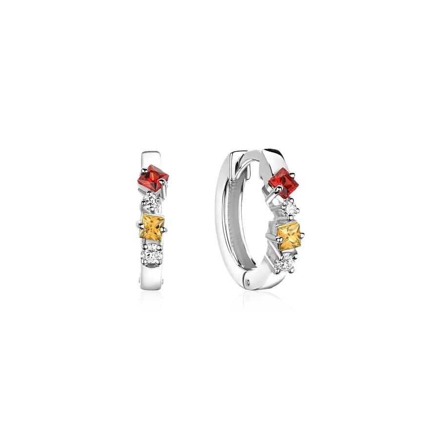 Серьги конго с сапфиром, бриллиантами из белого золота 585 пробы, фото № 1