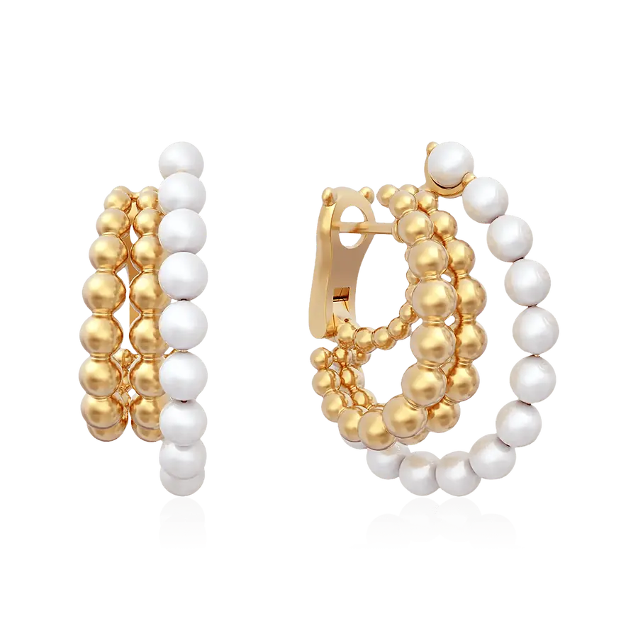 Серьги с жемчугом из белого золота 585 пробы, фото № 1