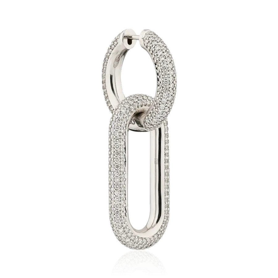 Серьга кафф с бриллиантами из белого золота 750 пробы, фото № 1