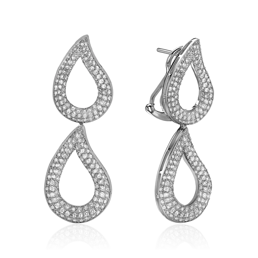Серьги с бриллиантами из белого золота 585 пробы, фото № 1