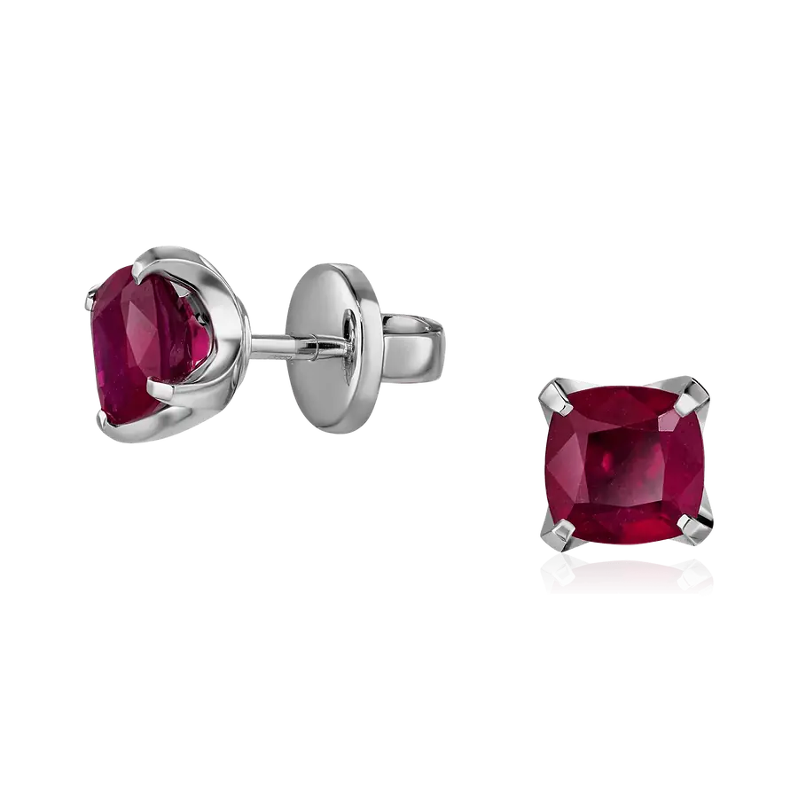 Серьги с рубином из белого золота 585 пробы, фото № 1