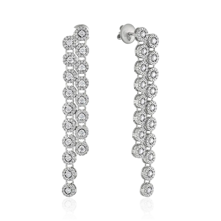 Серьги с бриллиантами из белого золота 585 пробы, фото № 1