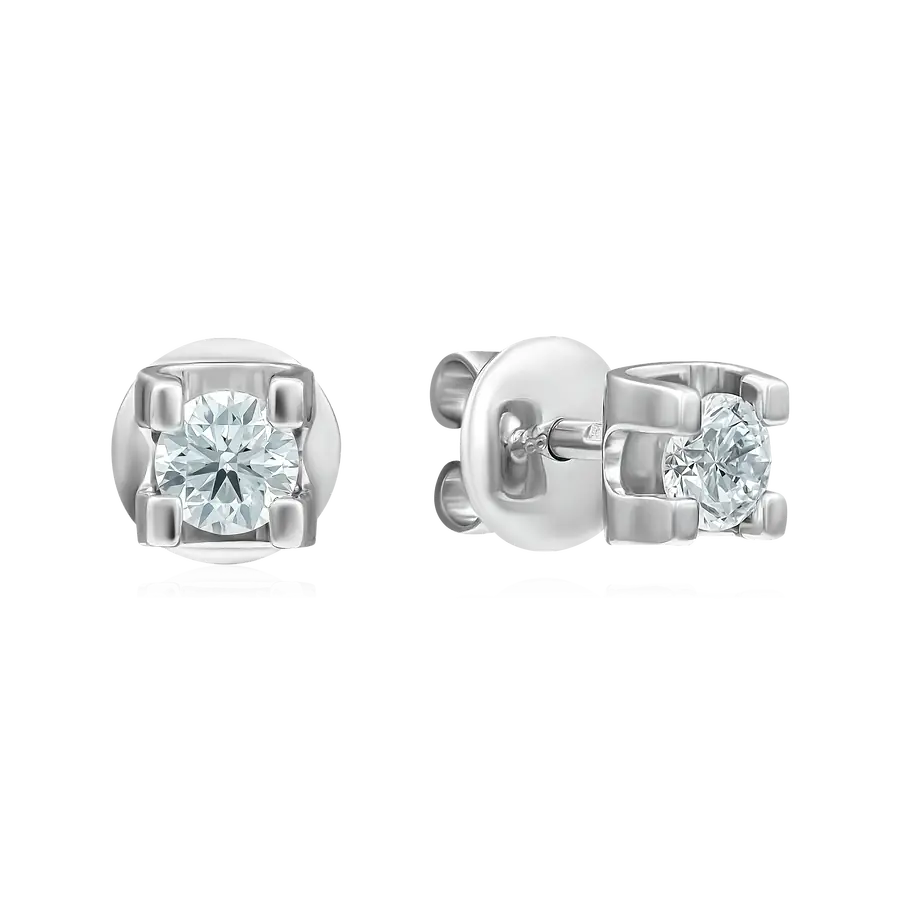 Серьги с бриллиантами из белого золота 585 пробы, фото № 1