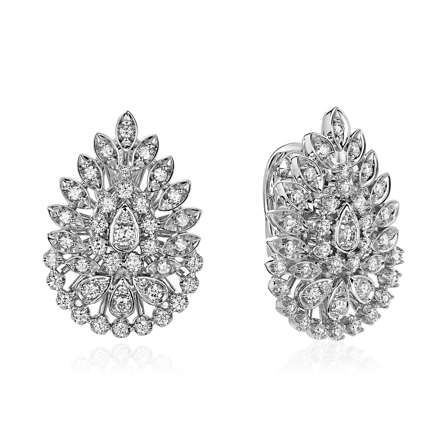 Серьги с бриллиантами из белого золота 585 пробы, фото № 1